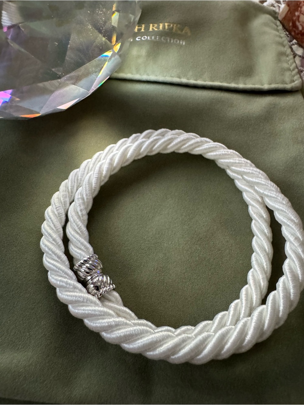 Judith Ripka White Twisted Cord Necklace with Silver Accent Bead